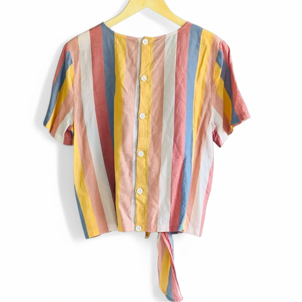 Madewell Button - Back Tie Tee In Sherbet Stripe - Picture 13 of 14